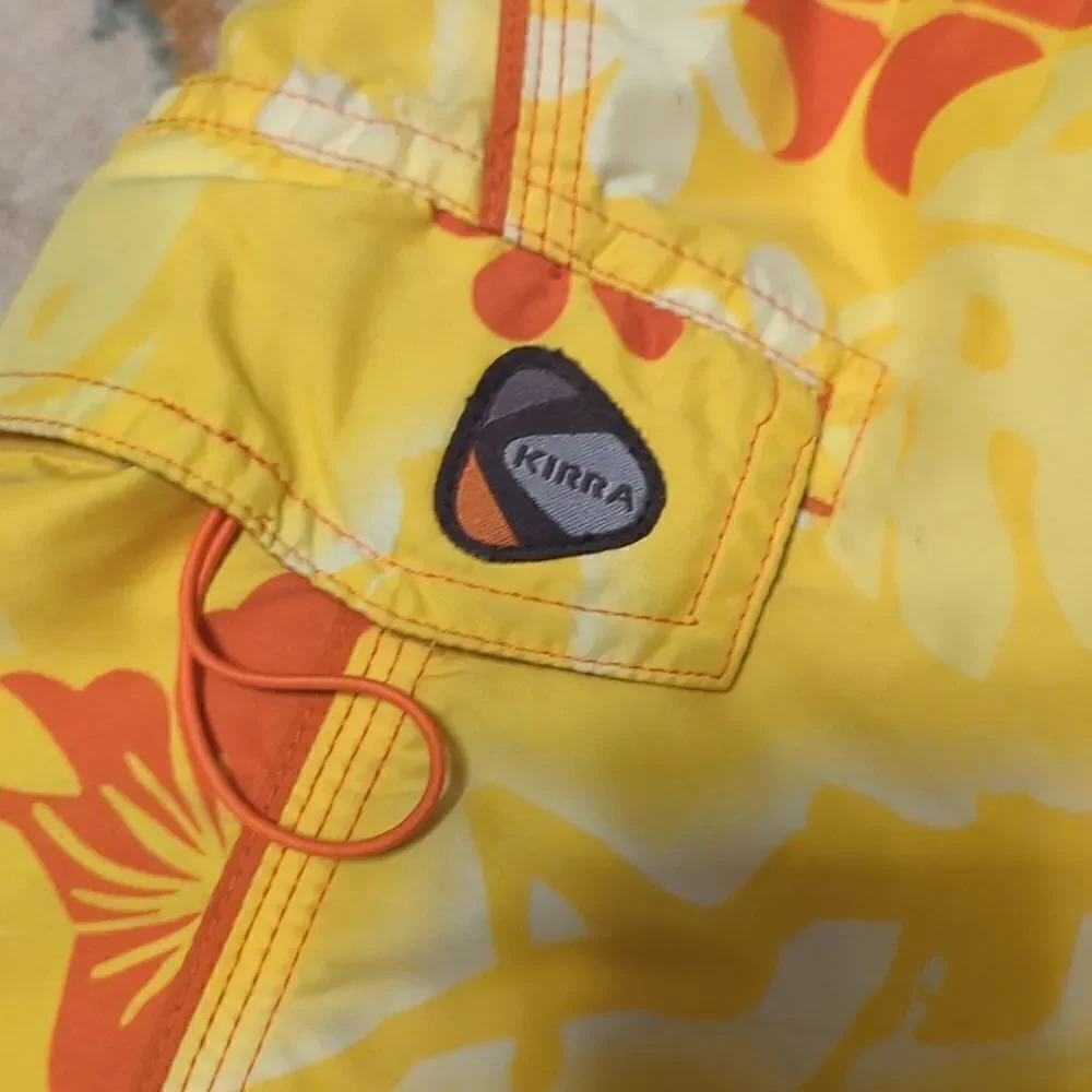 Kirra‎ Mens Shorts Board shorts Swim Trunks Size Adult Yellow Orange Hawaiian
